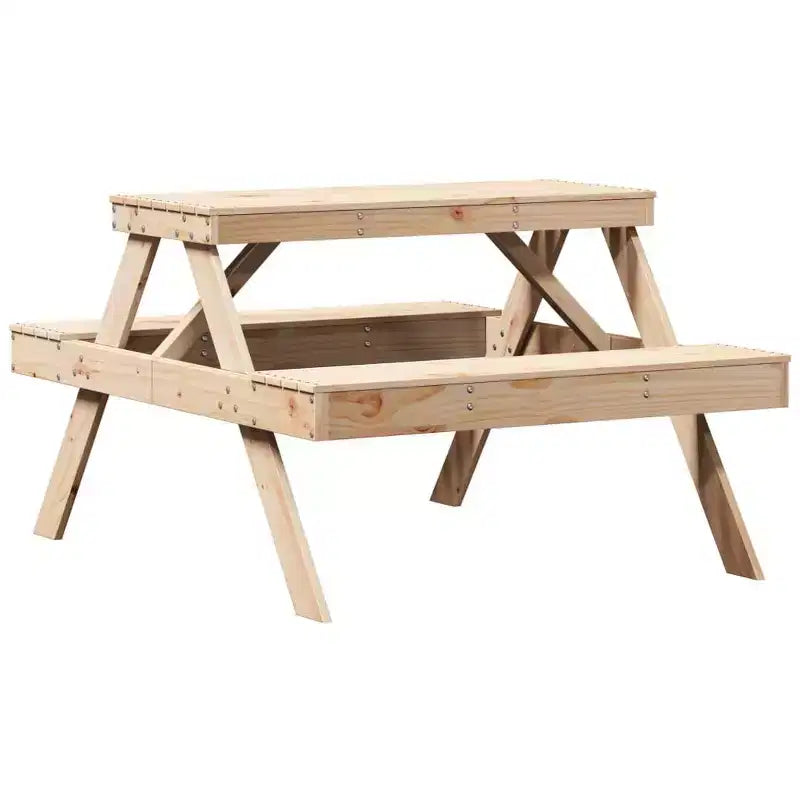 vidaXL Tavolo da Picnic Rettangolare con Panchina, Panca, Terrazzo, Arredo da Esterni, Legno