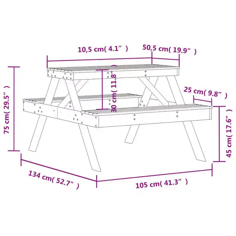 vidaXL Tavolo da Picnic Rettangolare con Panchina, Panca, Terrazzo, Arredo da Esterni, Legno