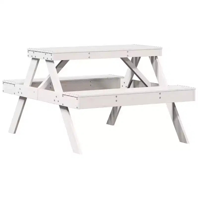 vidaXL Tavolo da Picnic Rettangolare con Panchina, Panca, Terrazzo, Arredo da Esterni, Legno
