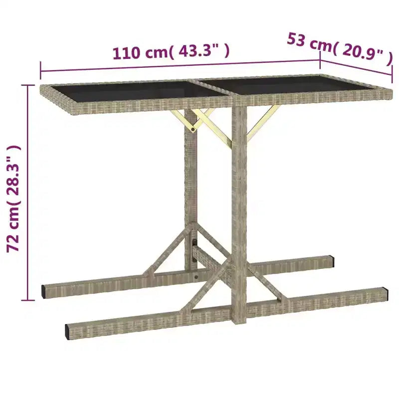 vidaXL Tavolo da Pranzo da Esterno in Rattan PE con Piano in Vetro
