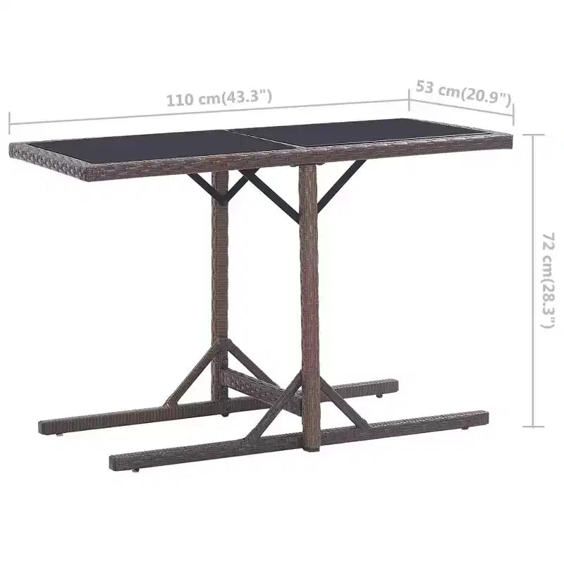 vidaXL Tavolo da Pranzo da Esterno in Rattan PE con Piano in Vetro