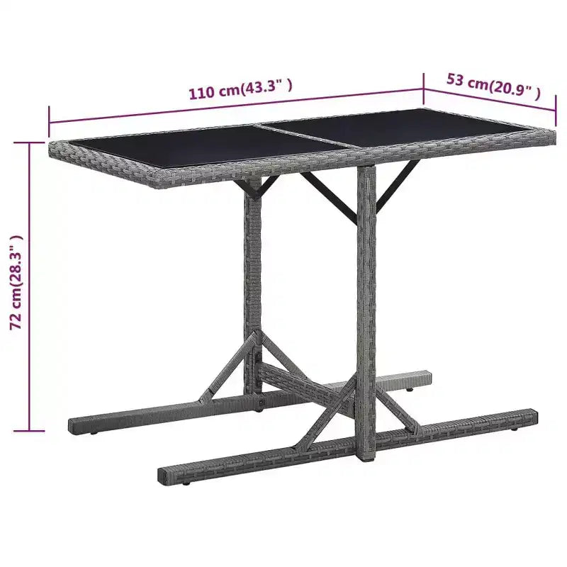 vidaXL Tavolo da Pranzo da Esterno in Rattan PE con Piano in Vetro