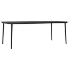 vidaXL Garden Dining Table Black Powder-coated steel, glass