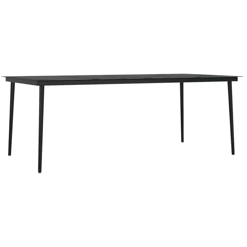 vidaXL Garden Dining Table Black Powder-coated steel, glass