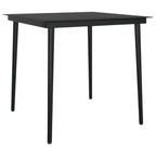 vidaXL Tavolo da pranzo da giardino Acciaio verniciato a polvere, vetro nero