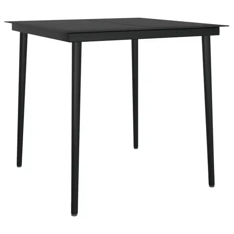 vidaXL Tavolo da pranzo da giardino Acciaio verniciato a polvere, vetro nero