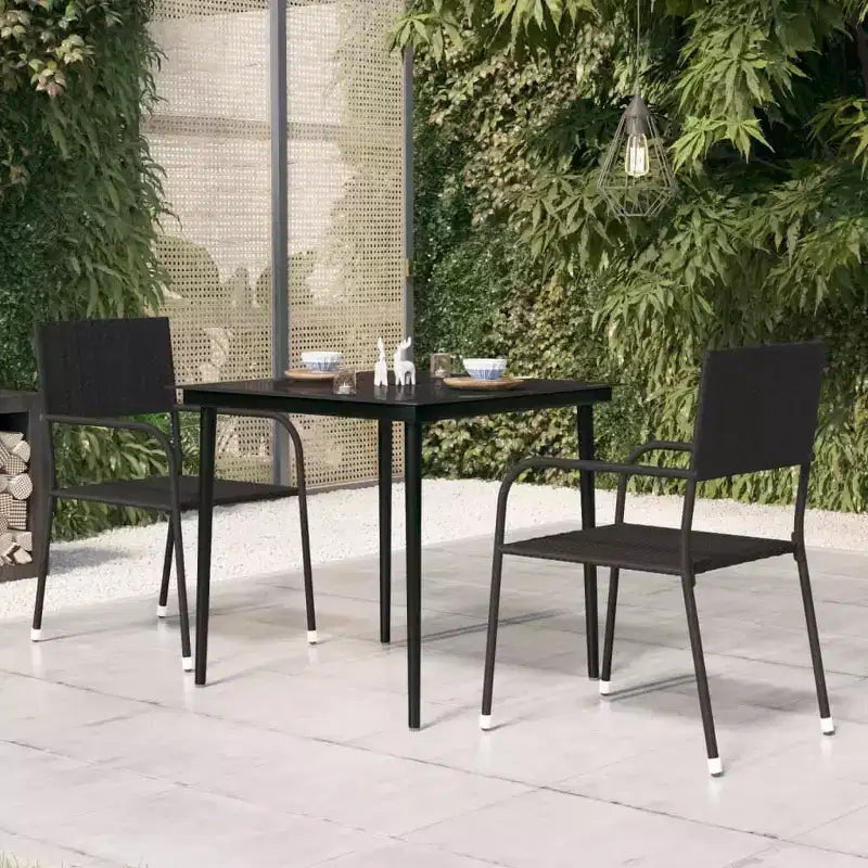 vidaXL Tavolo da pranzo da giardino Acciaio verniciato a polvere, vetro nero