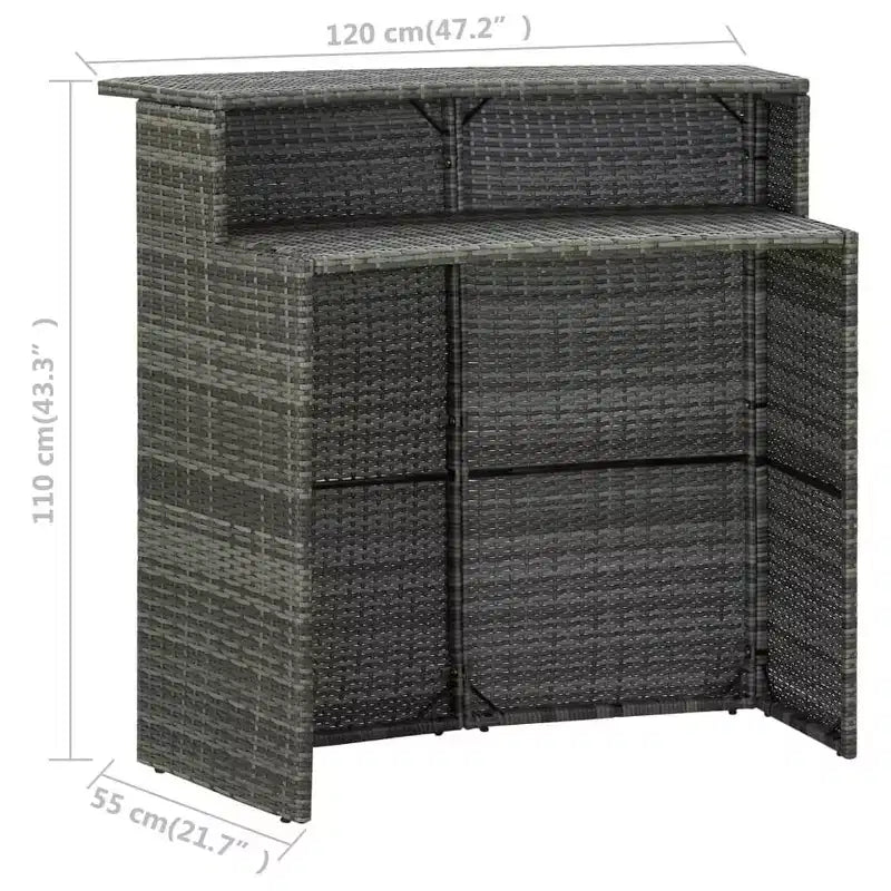 vidaXL Tavolo da Bar Nero Rattan PE Tavolo da Bar Standard Robusto