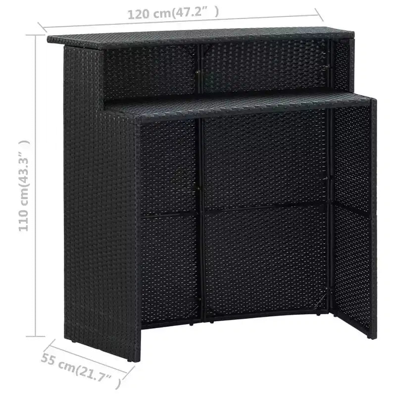 vidaXL Tavolo da Bar Nero Rattan PE Tavolo da Bar Standard Robusto
