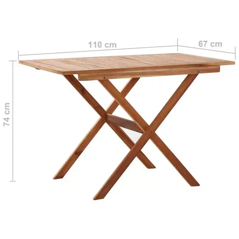 vidaXL Tavolo da Giardino 110x67x74 cm in Massello di Acacia