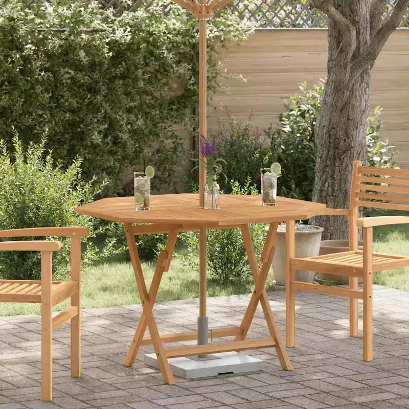 vidaXL Tavolo da giardino marrone in legno massello di teak di medie dimensioni pieghevole
