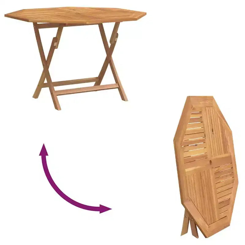 vidaXL Tavolo da giardino marrone in legno massello di teak di medie dimensioni pieghevole