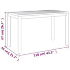 vidaXL Tavolo da giardino 110x55x67 cm in massello di acacia