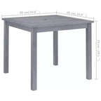 vidaXL Tavolo da pranzo grigio in legno massello di acacia - 34,6 x 34,6 x 29,1