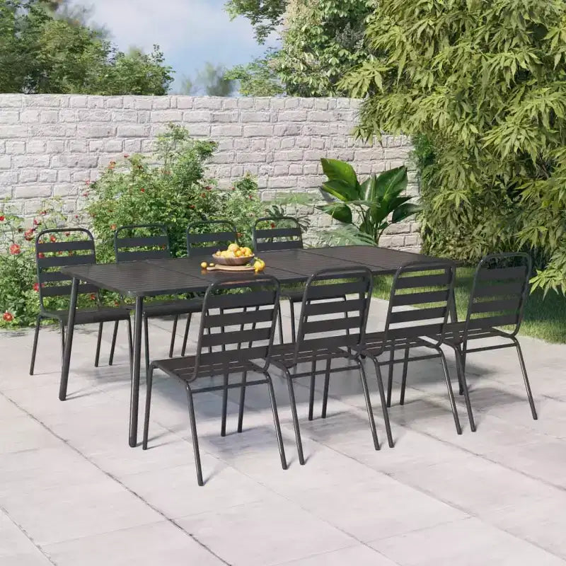 vidaXL Tavolo da giardino antracite in acciaio con rivestimento elettronico e verniciatura a polvere - 78,7 x 39,4 x 28