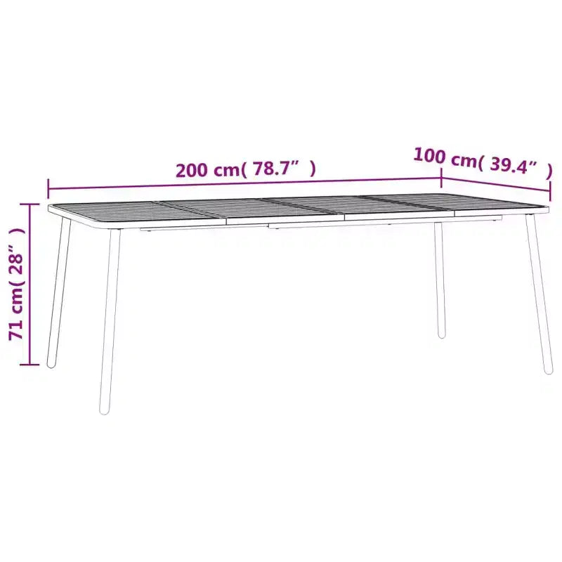 vidaXL Tavolo da giardino antracite in acciaio con rivestimento elettronico e verniciatura a polvere - 78,7 x 39,4 x 28
