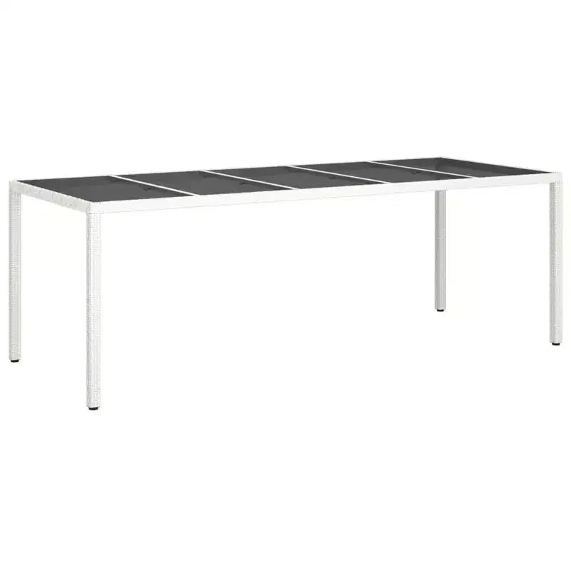 vidaXL Garden Table White Poly Rattan Large Adjustable Feet