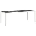 vidaXL Garden Table White Poly Rattan Large Adjustable Feet