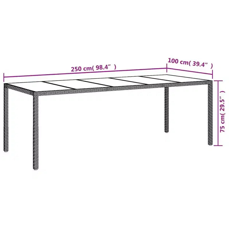 vidaXL Tavolo da giardino in polyrattan bianco grande con piedini regolabili