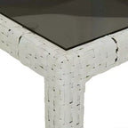 vidaXL Tavolo da giardino in polyrattan bianco grande con piedini regolabili