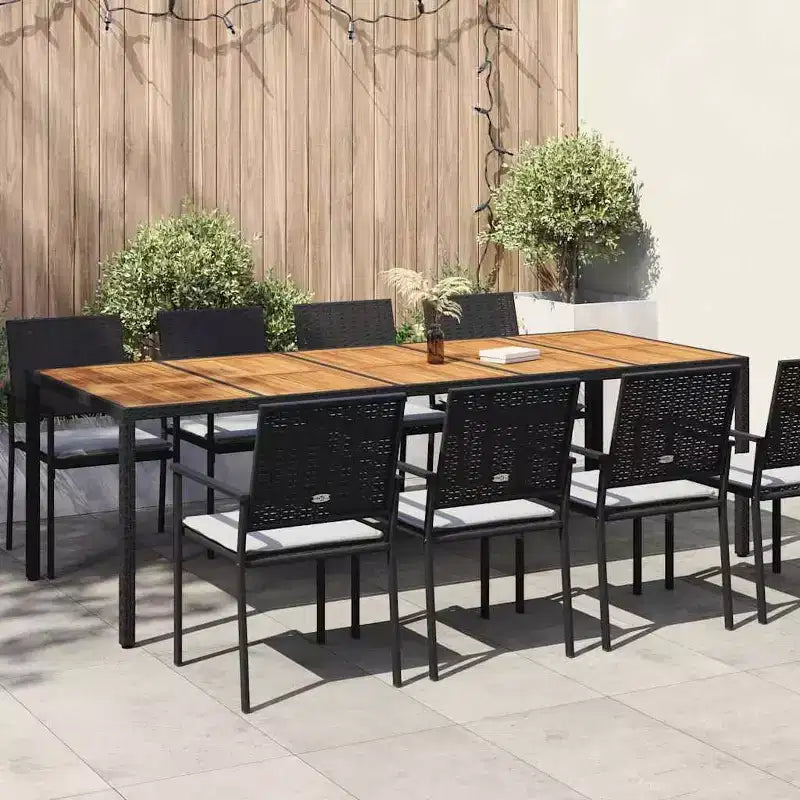 vidaXL Tavolo da pranzo da giardino in polyrattan nero 250x100x75 cm