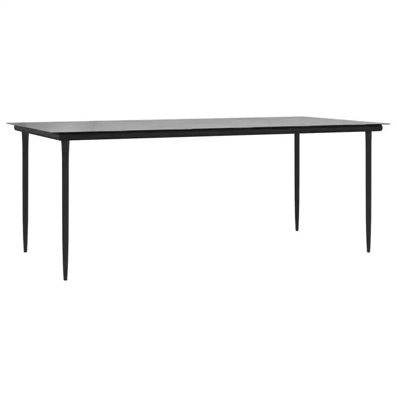 vidaXL Patio Dining Table Black 78.7x39.4x29.1 Steel and Tempered Glass