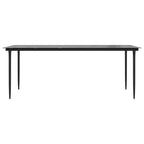 vidaXL Tavolo da Pranzo da Esterno Nero 200x100x74 cm Acciaio e Vetro Temperato