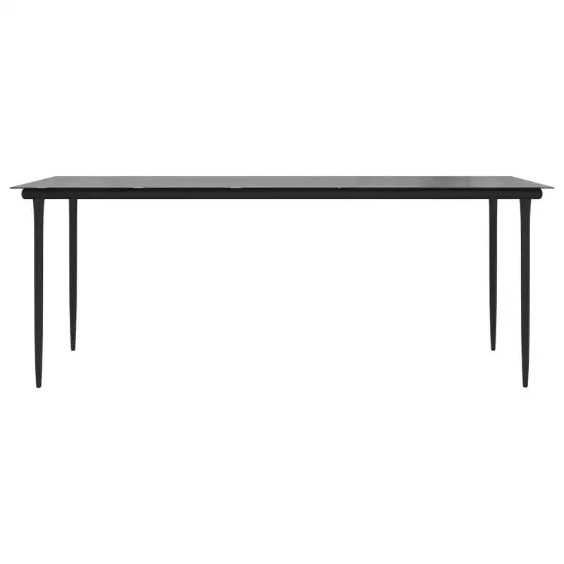 vidaXL Tavolo da Pranzo da Esterno Nero 200x100x74 cm Acciaio e Vetro Temperato
