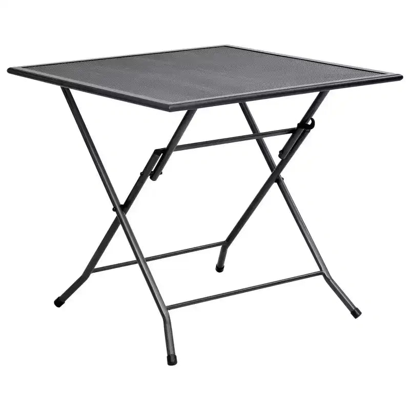 vidaXL Outdoor Dining Table Garden Patio Folding Table with Mesh Design Steel