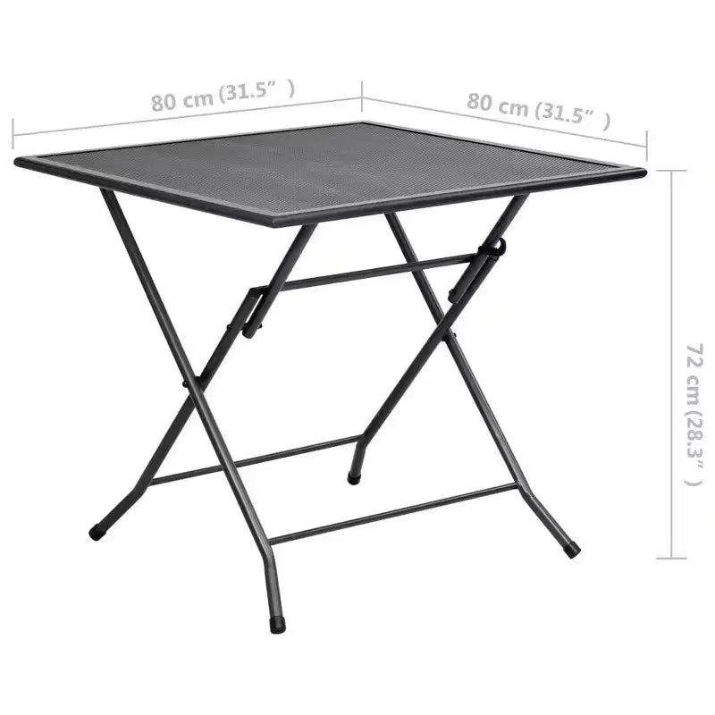 vidaXL Tavolo da Esterno Tavolo da Giardino Pieghevole da Patio con Design a Rete in Acciaio