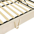 MAYEERTY Divano letto imbottito singolo, con letto estraibile a scomparsa, per camera da letto, beige