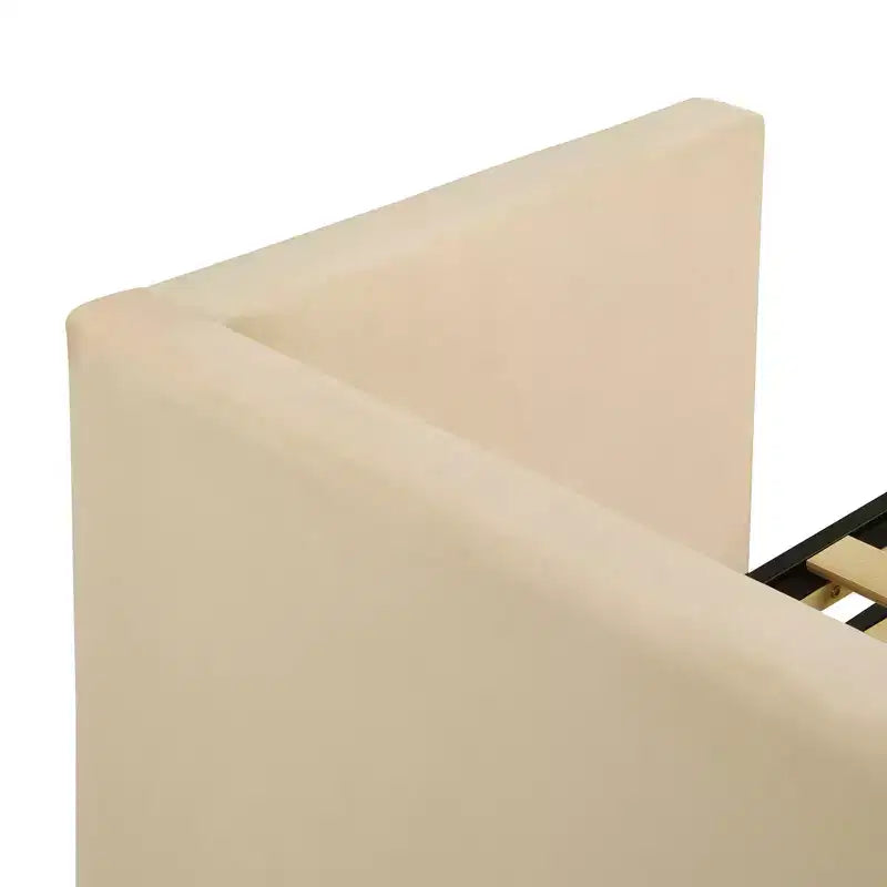 MAYEERTY Divano letto imbottito singolo, con letto estraibile a scomparsa, per camera da letto, beige