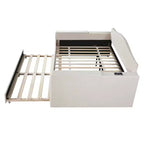 MAYEERTY Daybed imbottito in pile Teddy matrimoniale, braccioli portaoggetti con rotelle, audio Bluetooth, camera da letto, beige