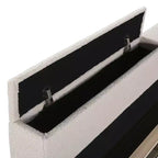 MAYEERTY Daybed imbottito in pile Teddy matrimoniale, braccioli portaoggetti con rotelle, audio Bluetooth, camera da letto, beige