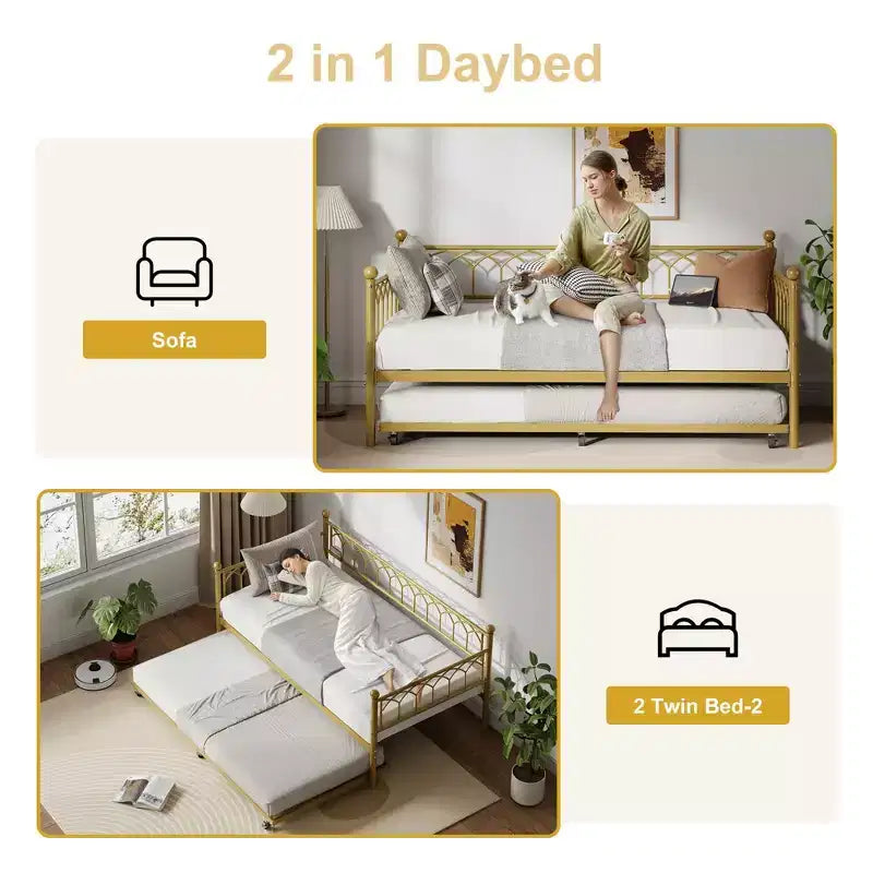 Divano letto con rotelle estraibili, stazione di ricarica e luci a LED, struttura letto a divano con letto estraibile per soggiorno, camera degli ospiti, appartamento, piccoli spazi