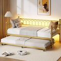 Daybed with Trundle, Charging Station & LED Lights, Sofa Beds Frame with Pull Out Bed for Living Room, Guest Room, Apartment, Small Spaces