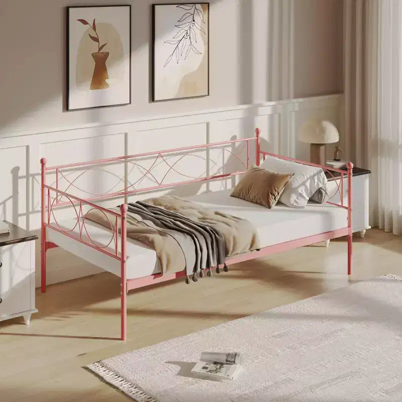 Divano Letto Singolo con Elegante Testiera e Supporto a Doghe in Acciaio Premium, Struttura Multifunzionale per Letto a Scomparsa per Camera da Letto, Soggiorno, Camera degli Ospiti