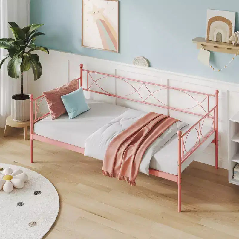 Divano Letto Singolo con Elegante Testiera e Supporto a Doghe in Acciaio Premium, Struttura Multifunzionale per Letto a Scomparsa per Camera da Letto, Soggiorno, Camera degli Ospiti