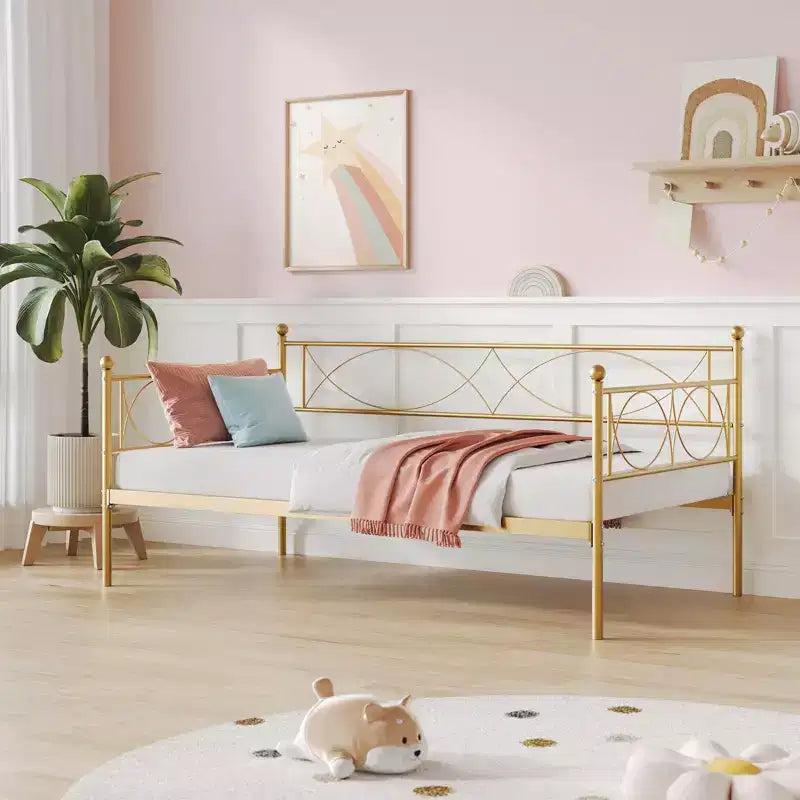 Divano Letto Singolo con Elegante Testiera e Supporto a Doghe in Acciaio Premium, Struttura Multifunzionale per Letto a Scomparsa per Camera da Letto, Soggiorno, Camera degli Ospiti
