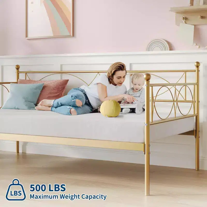 Divano Letto Singolo con Elegante Testiera e Supporto a Doghe in Acciaio Premium, Struttura Multifunzionale per Letto a Scomparsa per Camera da Letto, Soggiorno, Camera degli Ospiti