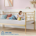 Divano Letto Singolo con Elegante Testiera e Supporto a Doghe in Acciaio Premium, Struttura Multifunzionale per Letto a Scomparsa per Camera da Letto, Soggiorno, Camera degli Ospiti