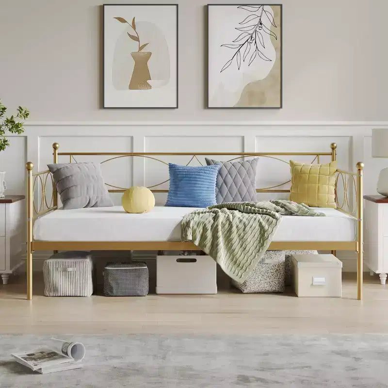 Divano Letto Singolo con Elegante Testiera e Supporto a Doghe in Acciaio Premium, Struttura Multifunzionale per Letto a Scomparsa per Camera da Letto, Soggiorno, Camera degli Ospiti