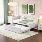 Luxystar Twin Size L-Shaped Upholstered Daybed with Pop Up Trundle for Living Room