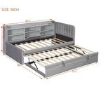 MAYEERTY Letto Divano Imbottito Una Piazza, Rotelle, Ripiani, Presa USB, Camera da Letto, Beige