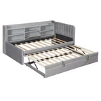 MAYEERTY Letto Divano Imbottito Una Piazza, Rotelle, Ripiani, Presa USB, Camera da Letto, Beige