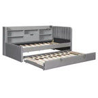 MAYEERTY Letto Divano Imbottito Una Piazza, Rotelle, Ripiani, Presa USB, Camera da Letto, Beige