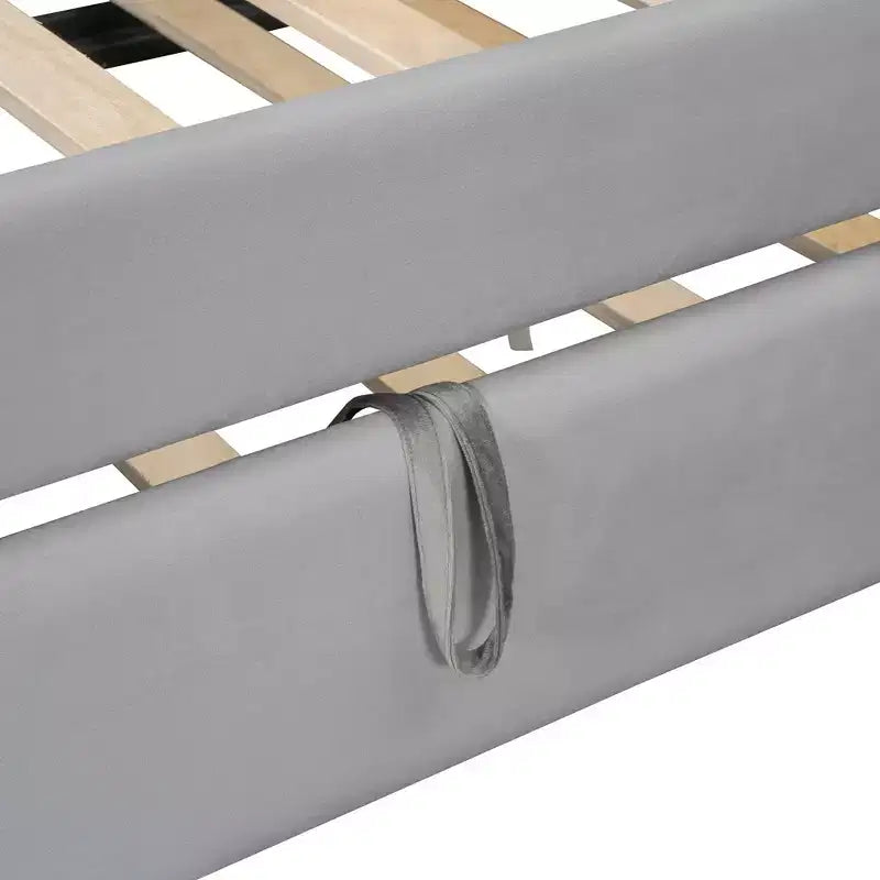 MAYEERTY Letto Divano Imbottito Una Piazza, Rotelle, Ripiani, Presa USB, Camera da Letto, Beige