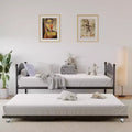 Metal Twin Daybed with Adjustable Trundle, Sturdy Steel Slats, and Stylish Headboard for Bedroom, Living Room, or Guest Room