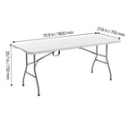 VEVOR Tavolo Pieghevole, 180 cm Resistente Portatile Pieghevole a Metà, Tavolo Utilità da Interno Esterno in Plastica con Maniglia Integrata, Bianco