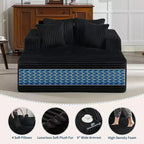 Chaise longue da interni oversize da 54,3", divanetto in velluto a coste largo e senza struttura con 4 cuscini, comodo divano da lettura soffice